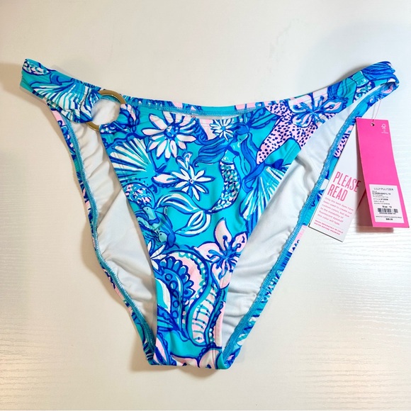 Lilly Pulitzer Kylen Bikini Bottom Amalfi Blue Sound the Sirens - Picture 12 of 15
